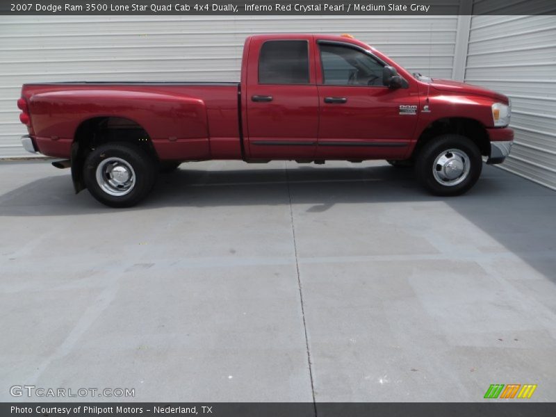 Inferno Red Crystal Pearl / Medium Slate Gray 2007 Dodge Ram 3500 Lone Star Quad Cab 4x4 Dually