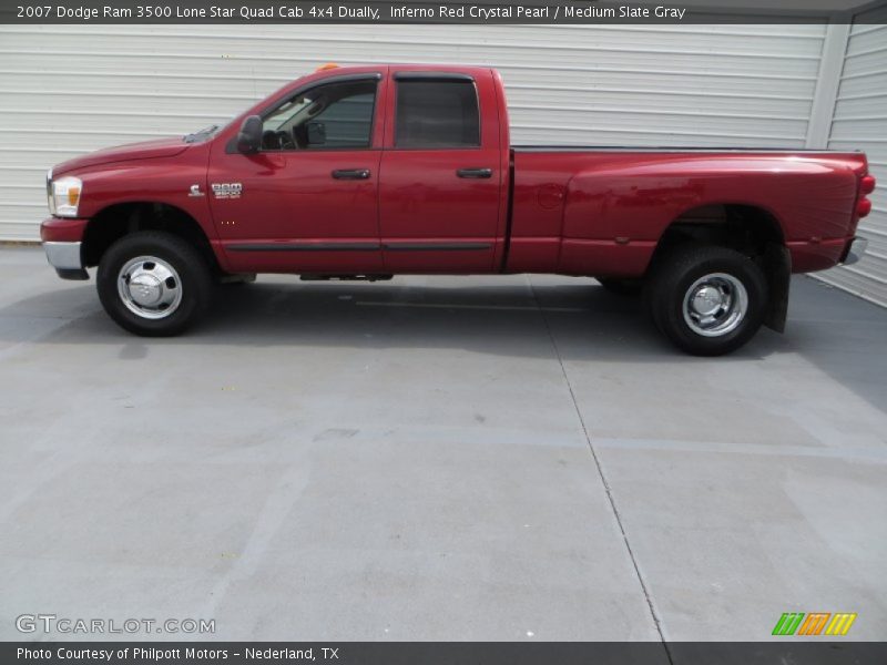 Inferno Red Crystal Pearl / Medium Slate Gray 2007 Dodge Ram 3500 Lone Star Quad Cab 4x4 Dually