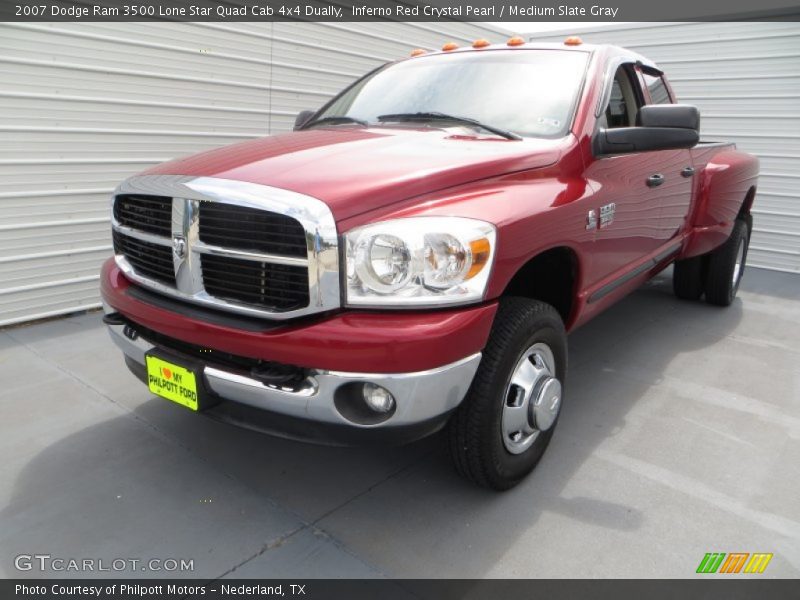 Inferno Red Crystal Pearl / Medium Slate Gray 2007 Dodge Ram 3500 Lone Star Quad Cab 4x4 Dually