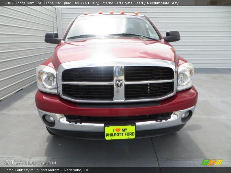 Inferno Red Crystal Pearl / Medium Slate Gray 2007 Dodge Ram 3500 Lone Star Quad Cab 4x4 Dually