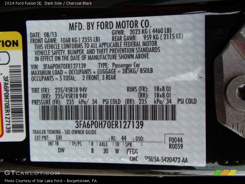 Dark Side / Charcoal Black 2014 Ford Fusion SE