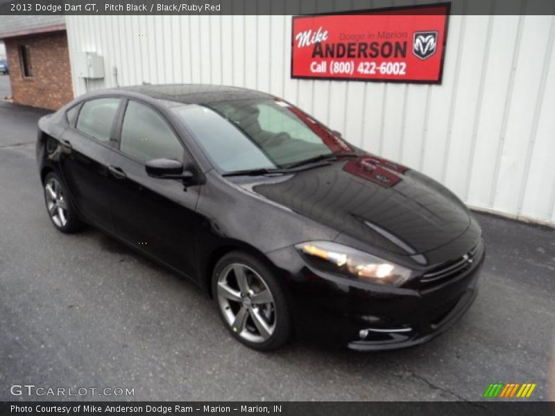 Pitch Black / Black/Ruby Red 2013 Dodge Dart GT