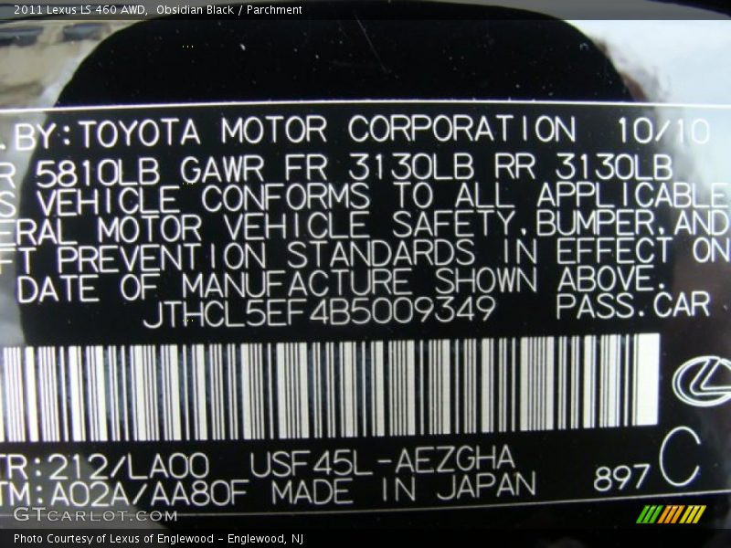 Obsidian Black / Parchment 2011 Lexus LS 460 AWD