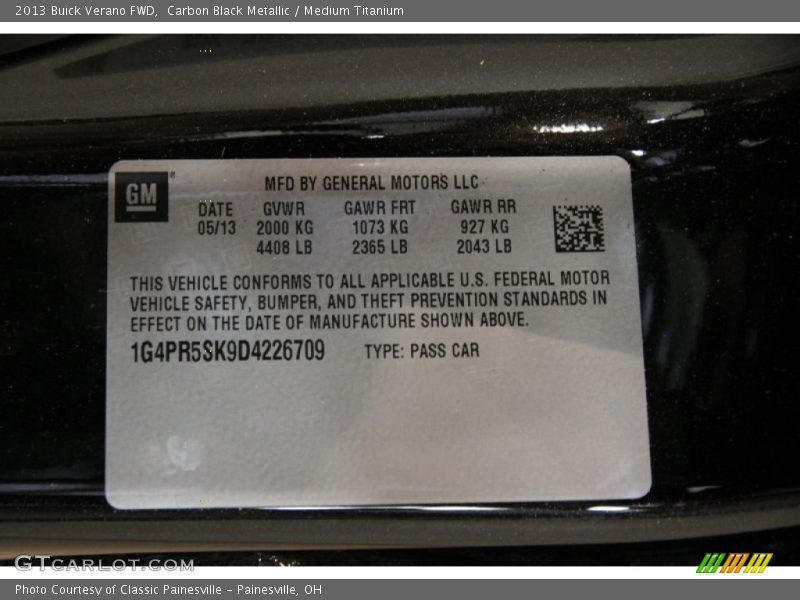 Carbon Black Metallic / Medium Titanium 2013 Buick Verano FWD