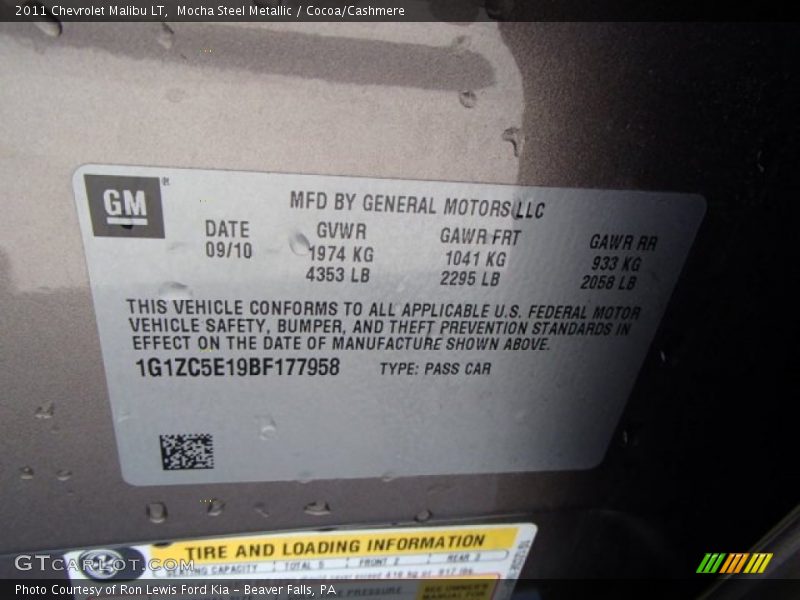 Mocha Steel Metallic / Cocoa/Cashmere 2011 Chevrolet Malibu LT