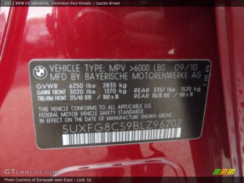 Vermillion Red Metallic / Saddle Brown 2011 BMW X6 xDrive50i