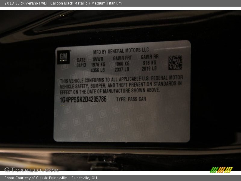 Carbon Black Metallic / Medium Titanium 2013 Buick Verano FWD