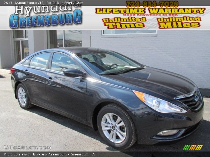 Pacific Blue Pearl / Gray 2013 Hyundai Sonata GLS