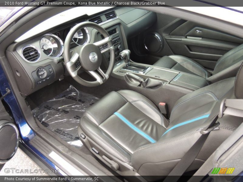 Kona Blue Metallic / Charcoal Black/Grabber Blue 2010 Ford Mustang GT Premium Coupe