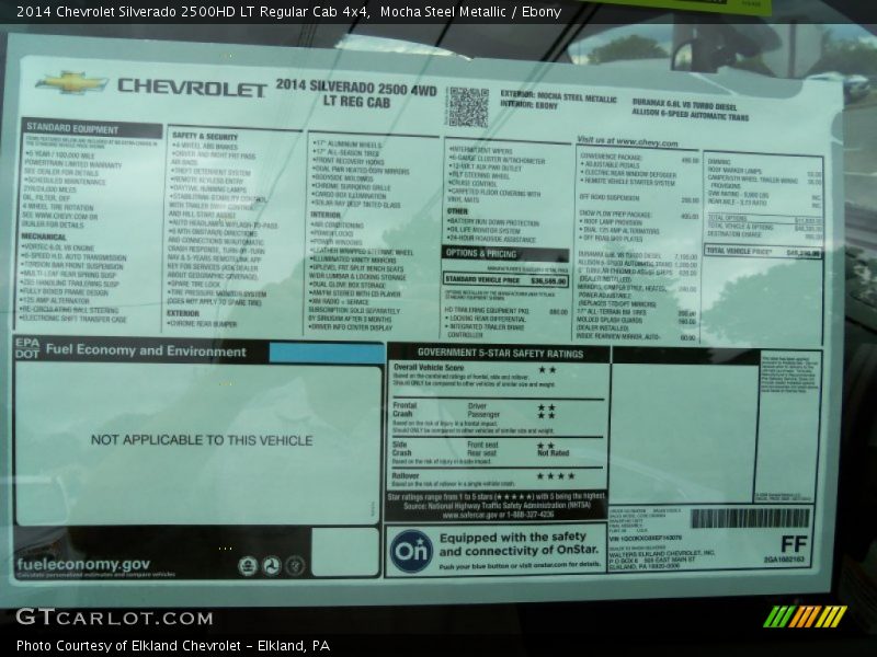  2014 Silverado 2500HD LT Regular Cab 4x4 Window Sticker
