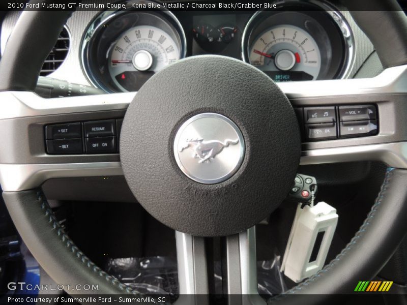 Kona Blue Metallic / Charcoal Black/Grabber Blue 2010 Ford Mustang GT Premium Coupe