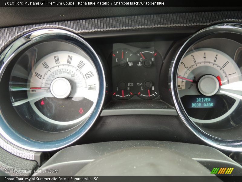 Kona Blue Metallic / Charcoal Black/Grabber Blue 2010 Ford Mustang GT Premium Coupe