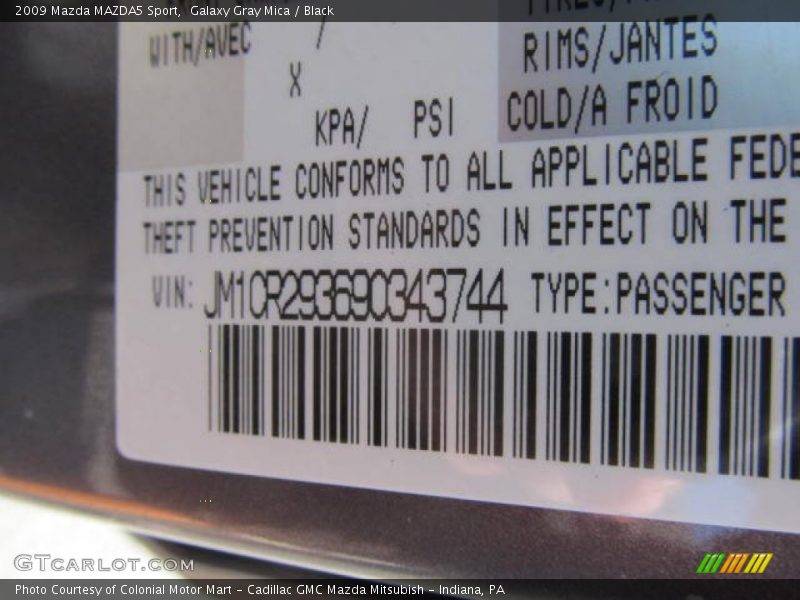 Galaxy Gray Mica / Black 2009 Mazda MAZDA5 Sport