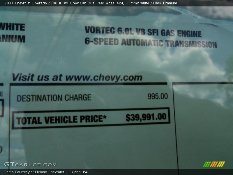 Summit White / Dark Titanium 2014 Chevrolet Silverado 2500HD WT Crew Cab Dual Rear Wheel 4x4