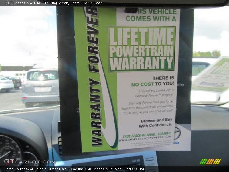 Ingot Silver / Black 2012 Mazda MAZDA6 i Touring Sedan