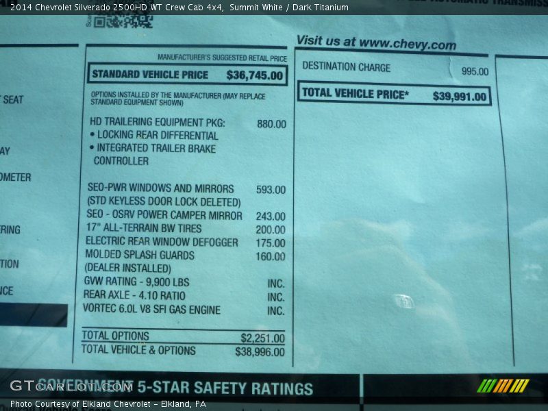 Summit White / Dark Titanium 2014 Chevrolet Silverado 2500HD WT Crew Cab 4x4