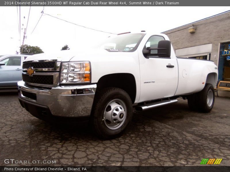 Front 3/4 View of 2014 Silverado 3500HD WT Regular Cab Dual Rear Wheel 4x4