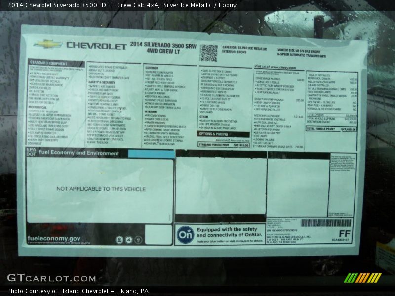  2014 Silverado 3500HD LT Crew Cab 4x4 Window Sticker