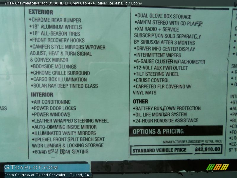  2014 Silverado 3500HD LT Crew Cab 4x4 Window Sticker