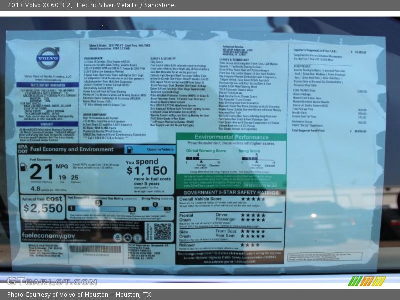 Electric Silver Metallic / Sandstone 2013 Volvo XC60 3.2