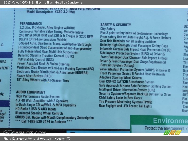 Electric Silver Metallic / Sandstone 2013 Volvo XC60 3.2