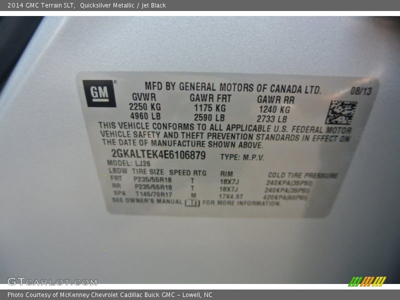 Quicksilver Metallic / Jet Black 2014 GMC Terrain SLT
