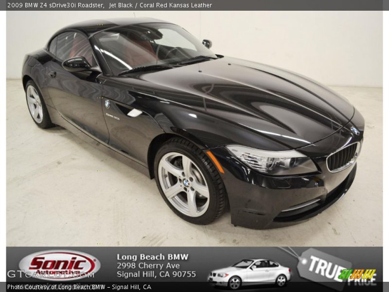 Jet Black / Coral Red Kansas Leather 2009 BMW Z4 sDrive30i Roadster