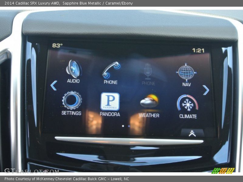 Sapphire Blue Metallic / Caramel/Ebony 2014 Cadillac SRX Luxury AWD
