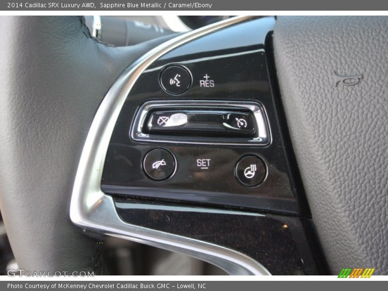 Sapphire Blue Metallic / Caramel/Ebony 2014 Cadillac SRX Luxury AWD