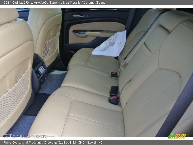 Sapphire Blue Metallic / Caramel/Ebony 2014 Cadillac SRX Luxury AWD