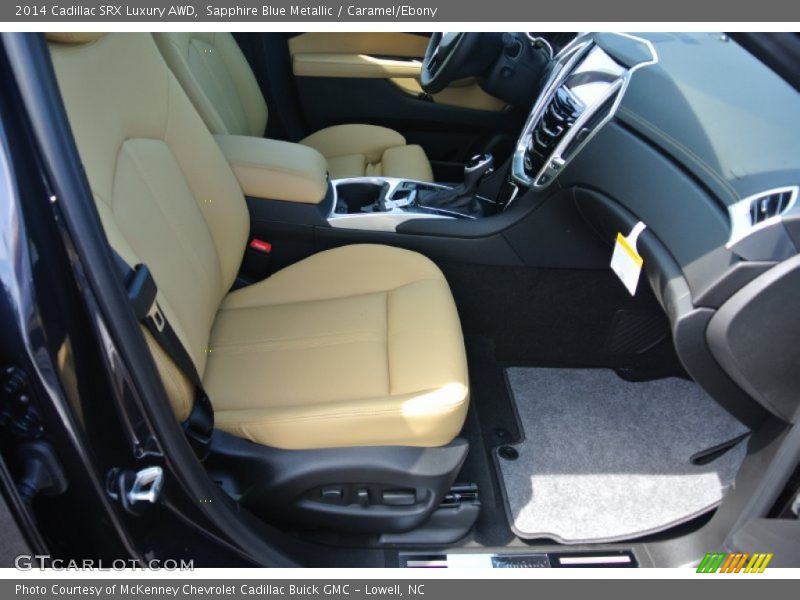 Sapphire Blue Metallic / Caramel/Ebony 2014 Cadillac SRX Luxury AWD