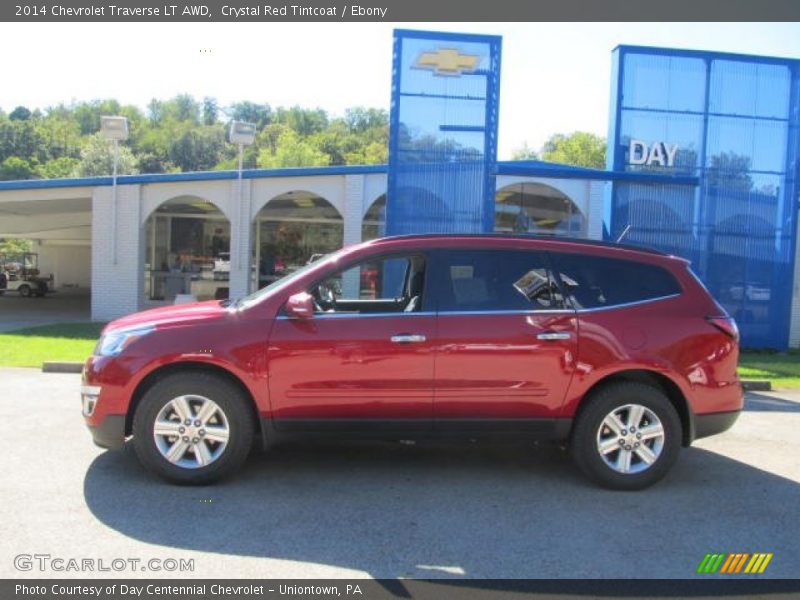 Crystal Red Tintcoat / Ebony 2014 Chevrolet Traverse LT AWD
