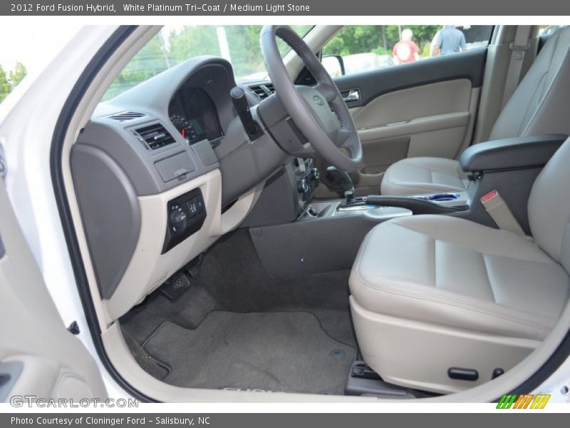 White Platinum Tri-Coat / Medium Light Stone 2012 Ford Fusion Hybrid