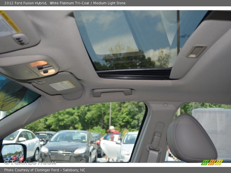 White Platinum Tri-Coat / Medium Light Stone 2012 Ford Fusion Hybrid