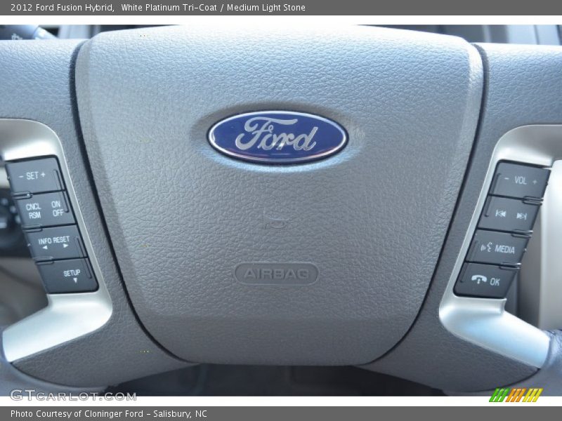 White Platinum Tri-Coat / Medium Light Stone 2012 Ford Fusion Hybrid