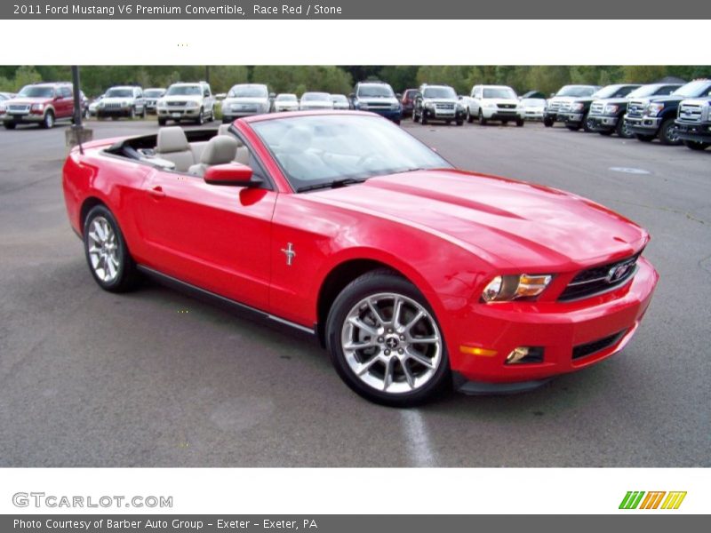 Race Red / Stone 2011 Ford Mustang V6 Premium Convertible