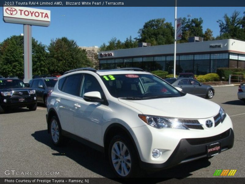 Blizzard White Pearl / Terracotta 2013 Toyota RAV4 Limited AWD