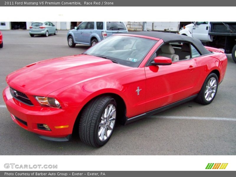 Race Red / Stone 2011 Ford Mustang V6 Premium Convertible