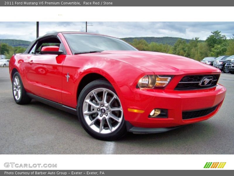 Race Red / Stone 2011 Ford Mustang V6 Premium Convertible
