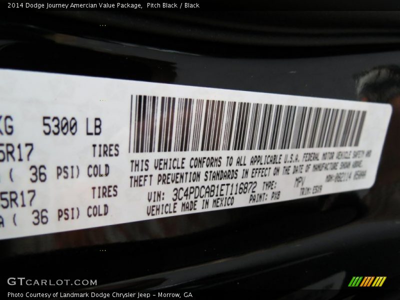 Pitch Black / Black 2014 Dodge Journey Amercian Value Package