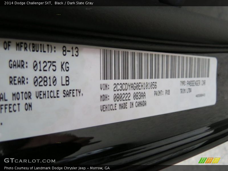 Black / Dark Slate Gray 2014 Dodge Challenger SXT