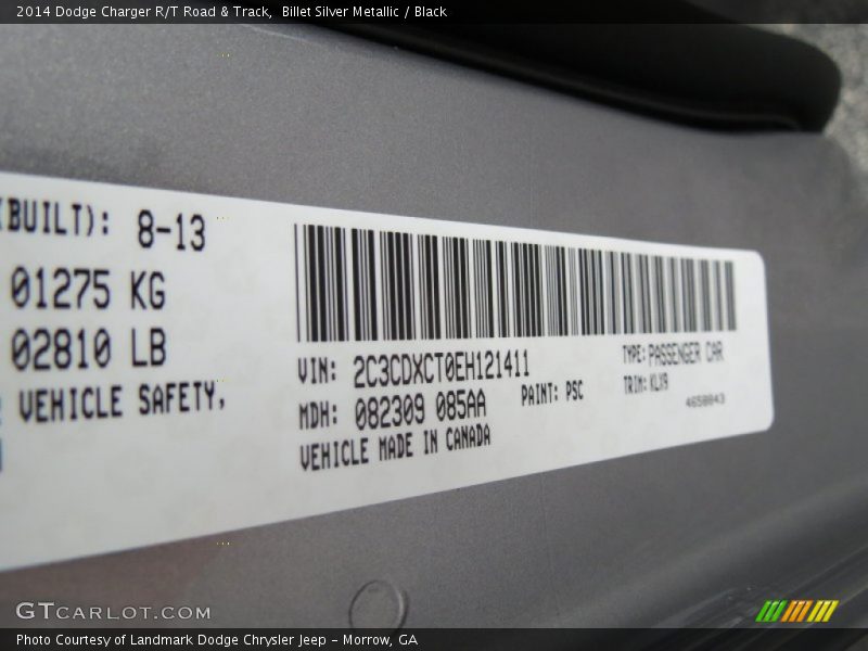 2014 Charger R/T Road & Track Billet Silver Metallic Color Code PSC