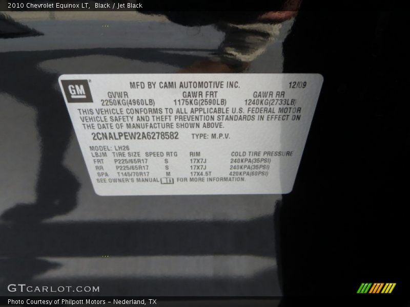 Black / Jet Black 2010 Chevrolet Equinox LT