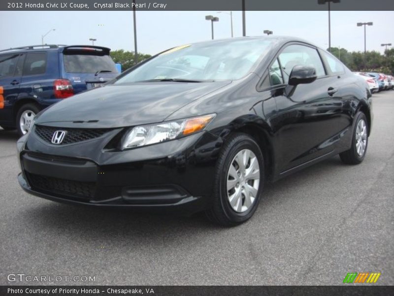 Crystal Black Pearl / Gray 2012 Honda Civic LX Coupe