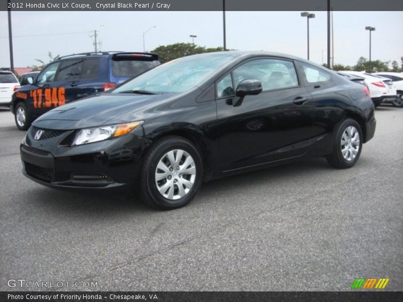 Crystal Black Pearl / Gray 2012 Honda Civic LX Coupe