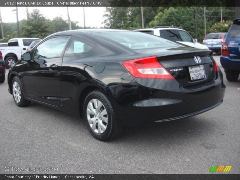 Crystal Black Pearl / Gray 2012 Honda Civic LX Coupe