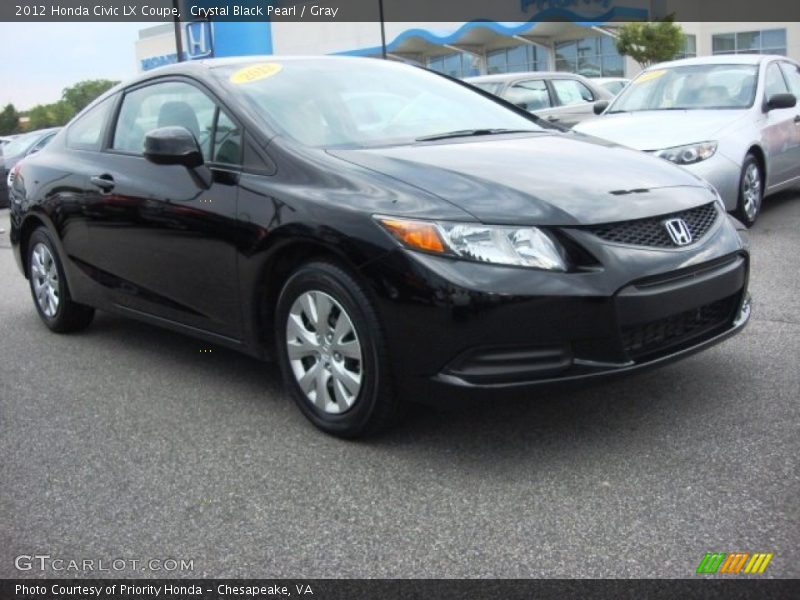 Crystal Black Pearl / Gray 2012 Honda Civic LX Coupe