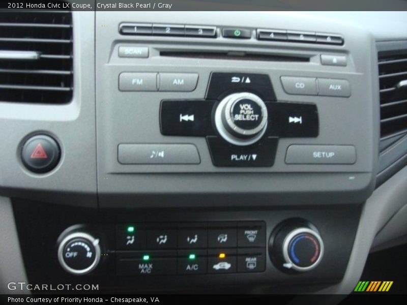 Crystal Black Pearl / Gray 2012 Honda Civic LX Coupe