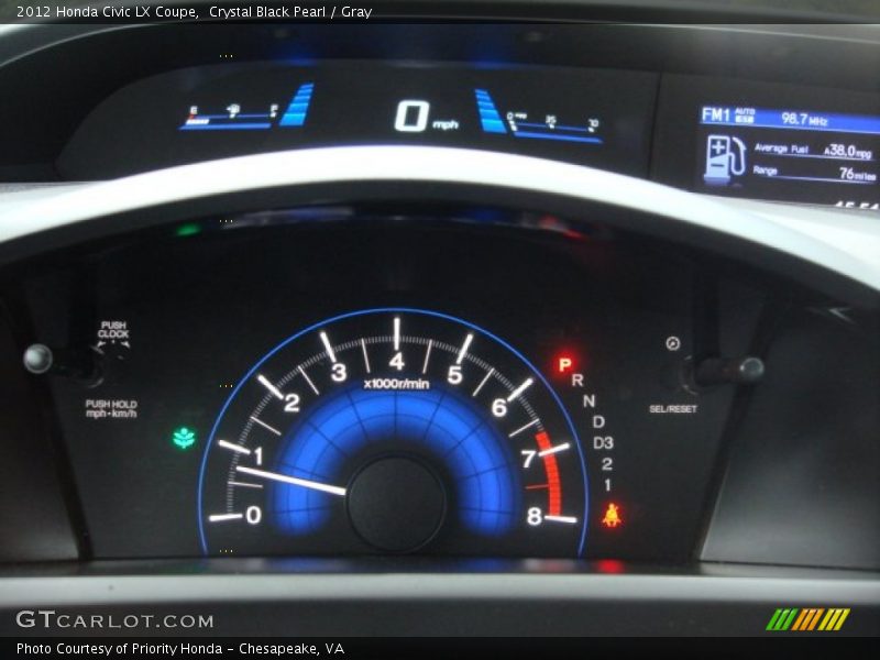 Crystal Black Pearl / Gray 2012 Honda Civic LX Coupe