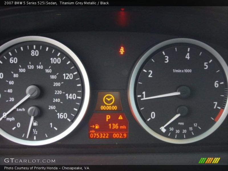 Titanium Grey Metallic / Black 2007 BMW 5 Series 525i Sedan